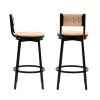 Honey Swivel Bar Stools Paper Rope Handwoven Barstools with Back Set of 2 Rustic Round Counter Chairs for Dining Room, Kitchen Island (Honey)